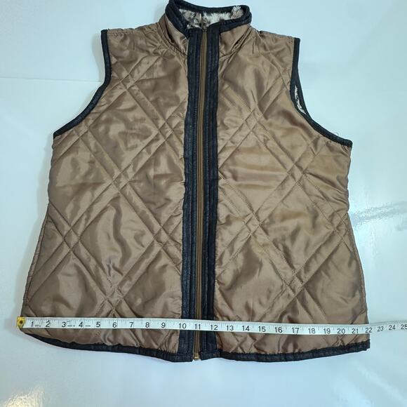 ACTIVOLOGY Reversible Vest Fits L Fur & Leather Trim Boho Luxe Rustic Glam Cozy - Picture 5 of 8